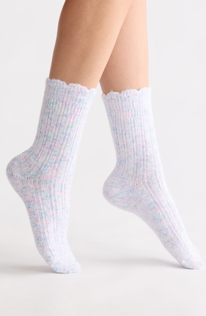 Nordstrom Cozy Scallop Crew Socks, Main, color, Blue