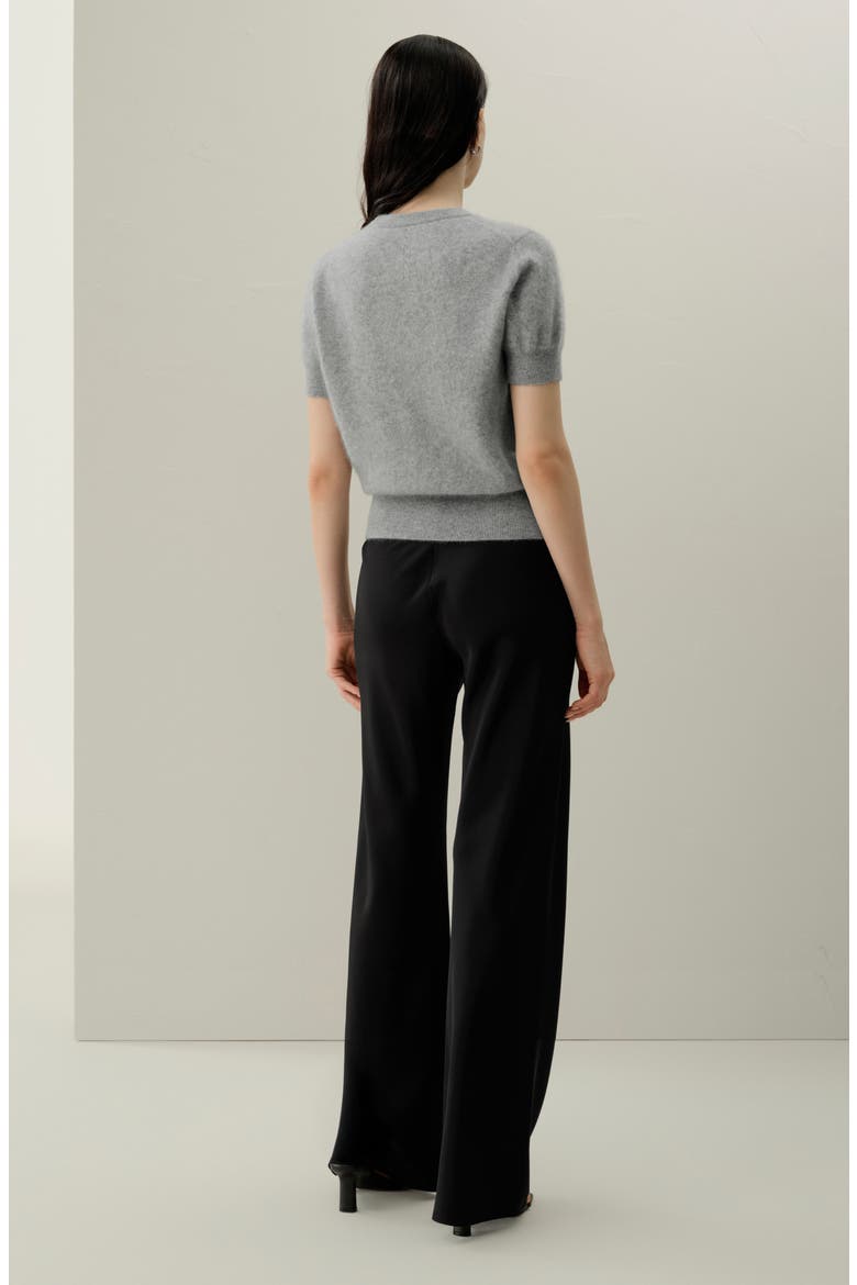 Women's Brushed Cashmere Short-Sleeve Sweater, Alternate, color, Foggy