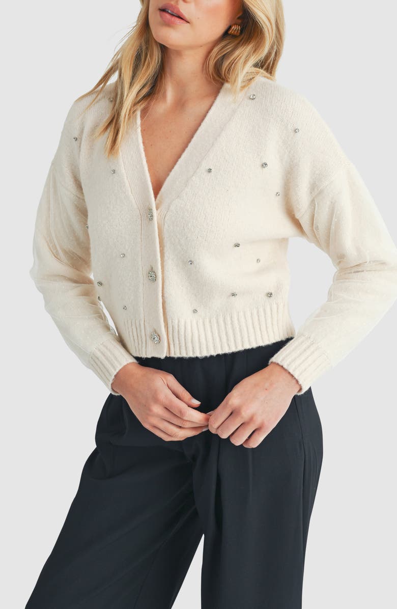 Lush Mesh Combo Sleeve Cardigan, Alternate, color, 