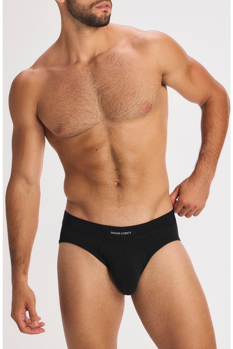 Savage X Cotton Blend Briefs, Main, color, BLACK CAVIAR