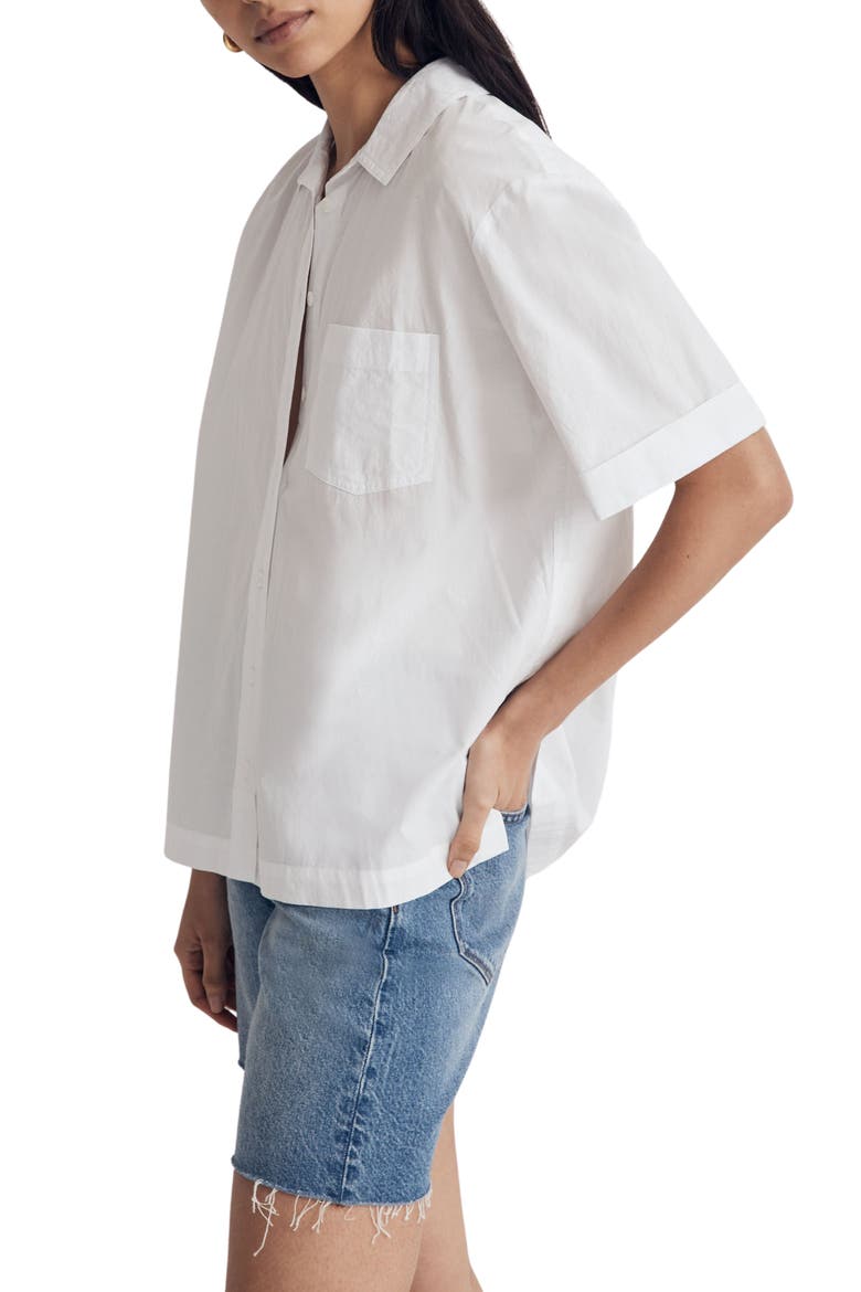 Short Sleeve Signature Cotton Poplin Button-Up Shirt, Alternate, color, EYELET WHITE