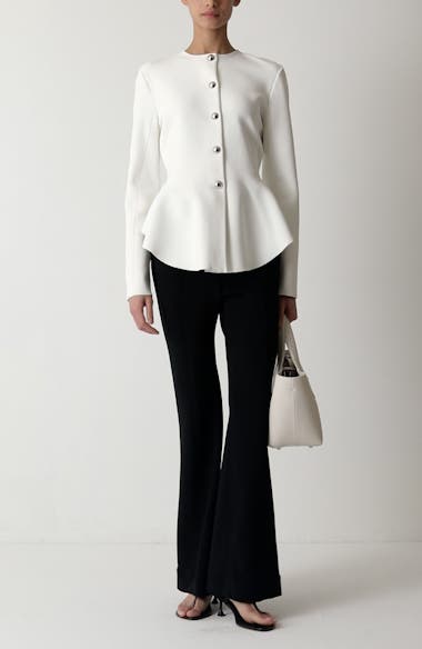 Proenza Schouler Dasha Compact Stitch Peplum Sweater Jacket