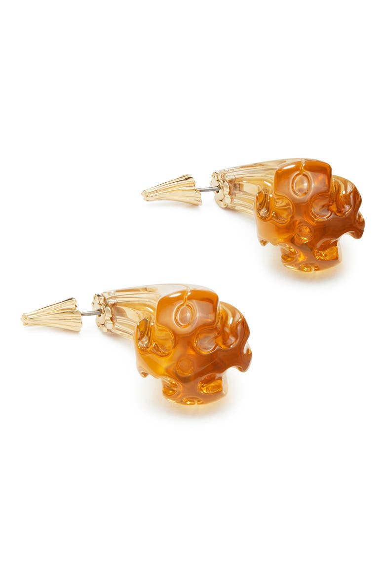 Logo Drop Front/Back Earrings, Alternate, color, LIGHT BRASS / BROWN