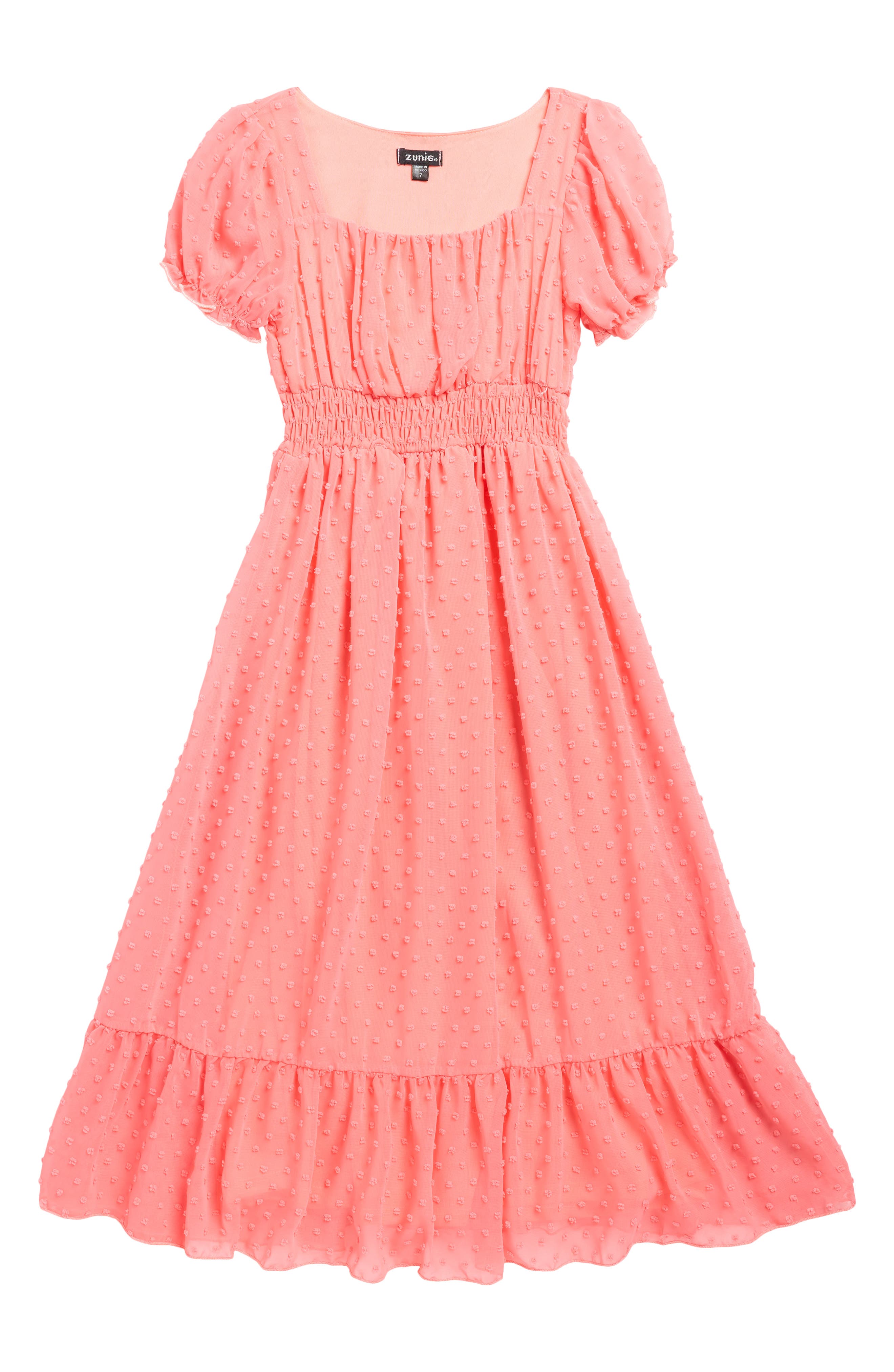 Zunie Kids' Swiss Dot Puff Sleeve Dress
