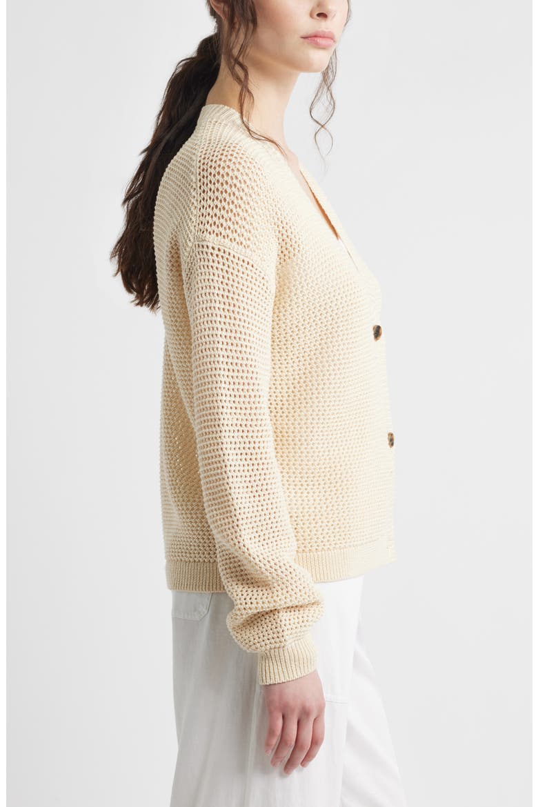 Open Stitch Cotton Cardigan, Alternate, color, BEIGE BURNT