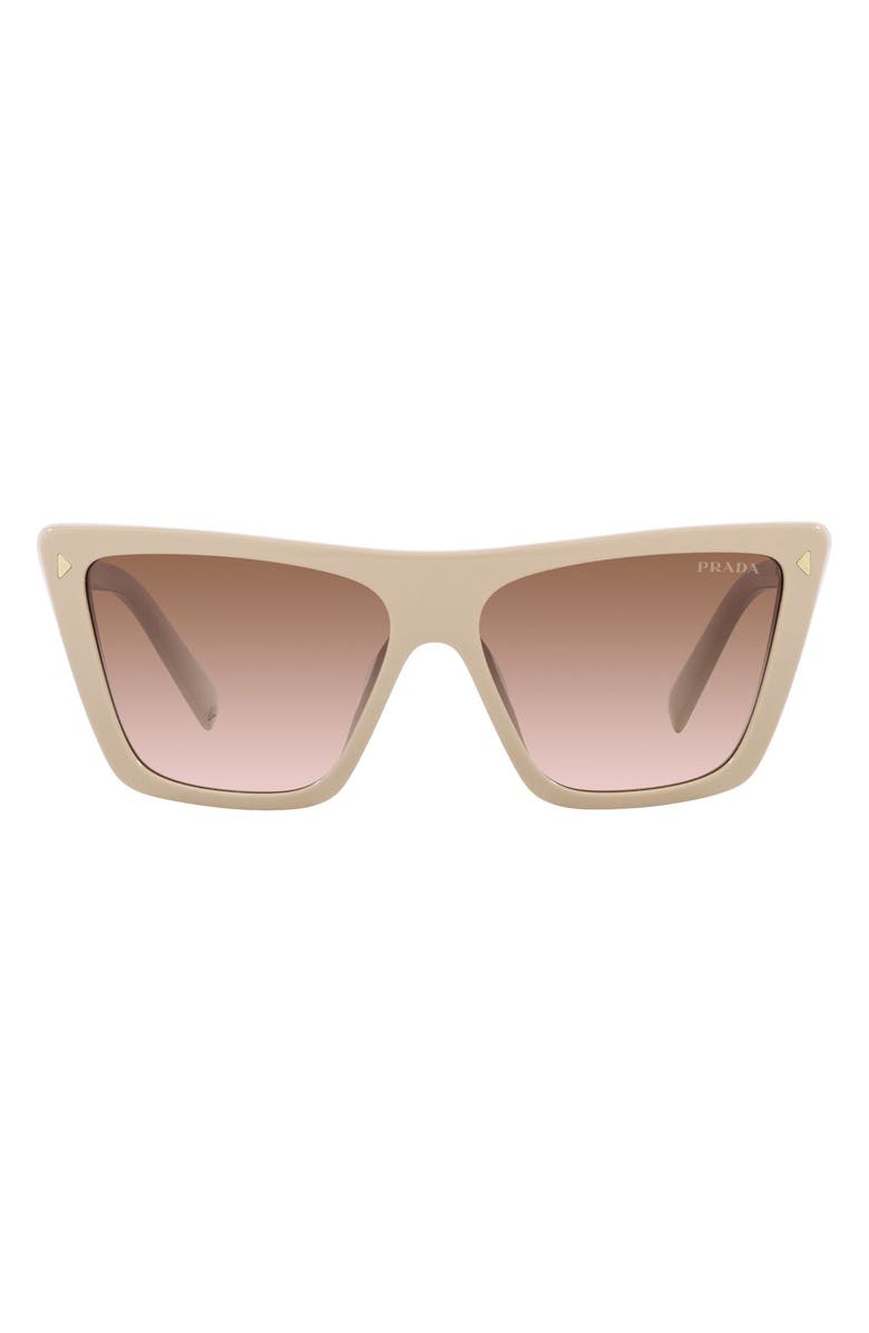 Prada 56mm Square Sunglasses, Main, color, Brown Grad