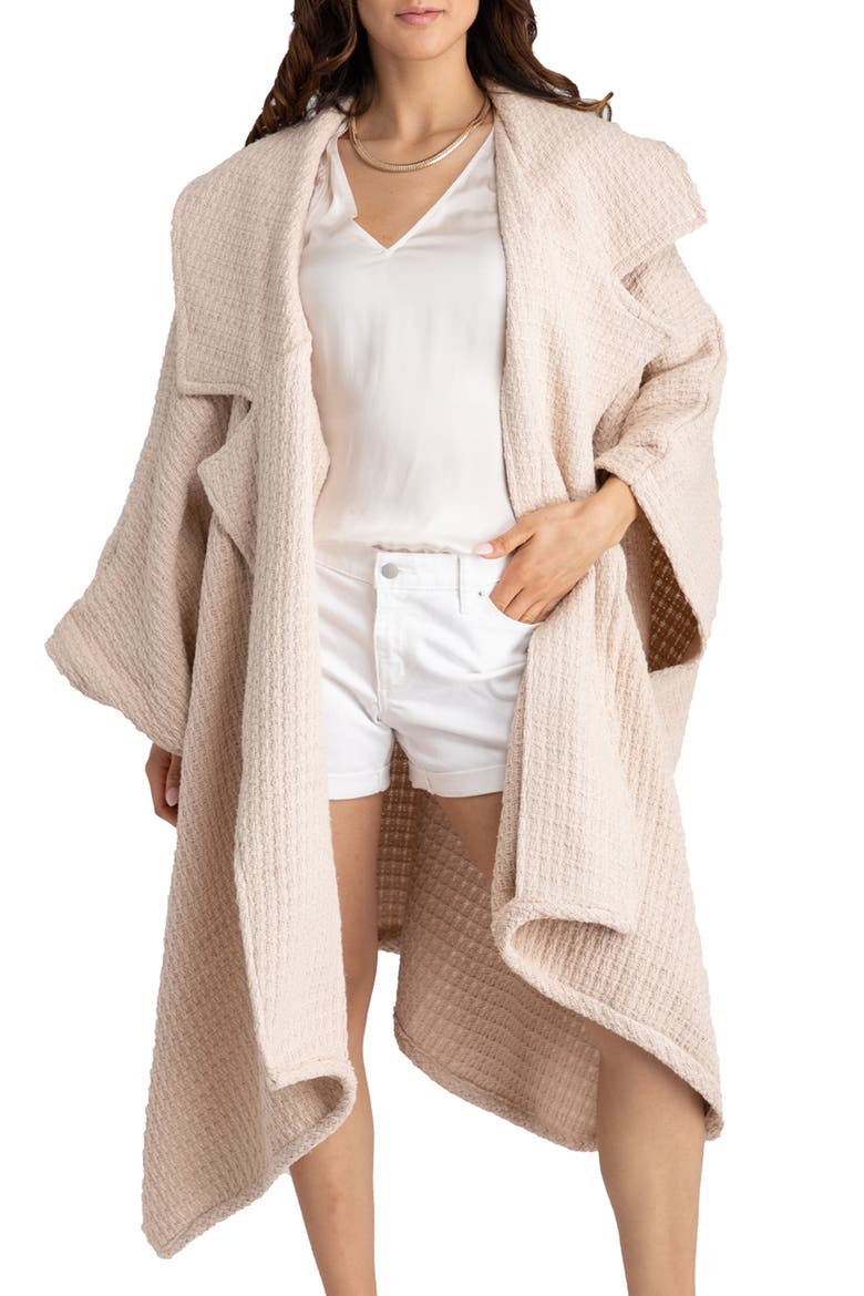 Waffle Drape Jacket, Main, color, PASTEL PINK