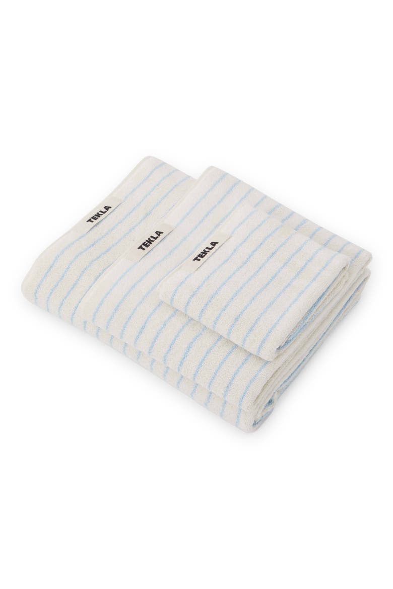 Organic Cotton Bath Towel, Alternate, color, BABY BLUE STRIPES