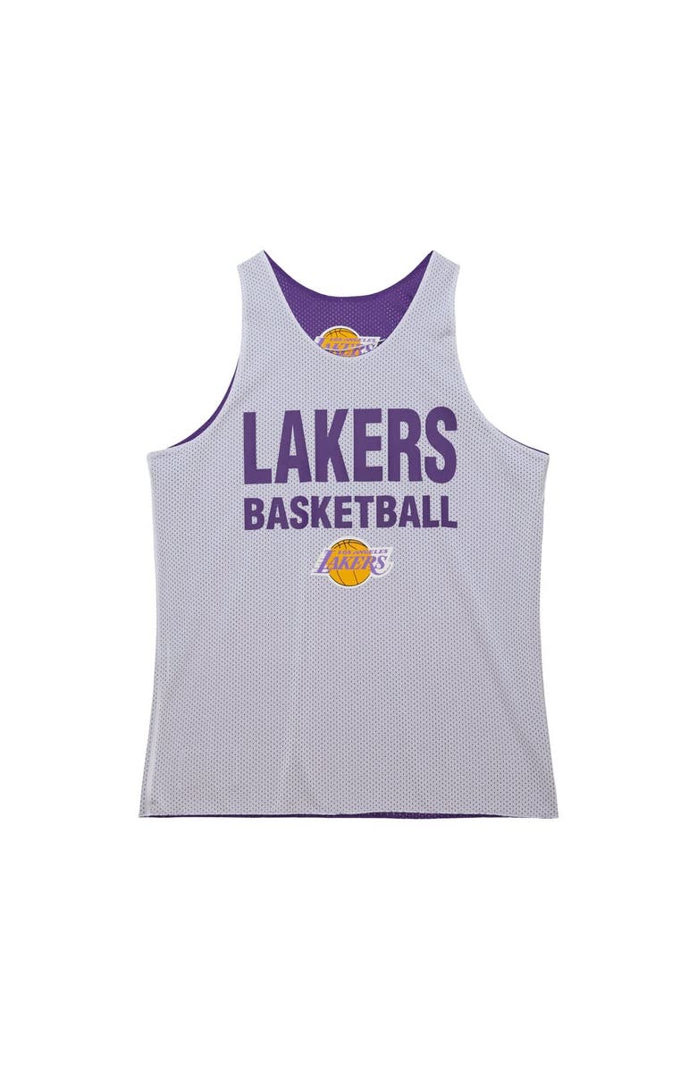 Mitchell & Ness Men's Mitchell & Ness Purple/White Los Angeles Lakers Hardwood Classics Reversible Mesh Practice Jersey, Alternate, color, 