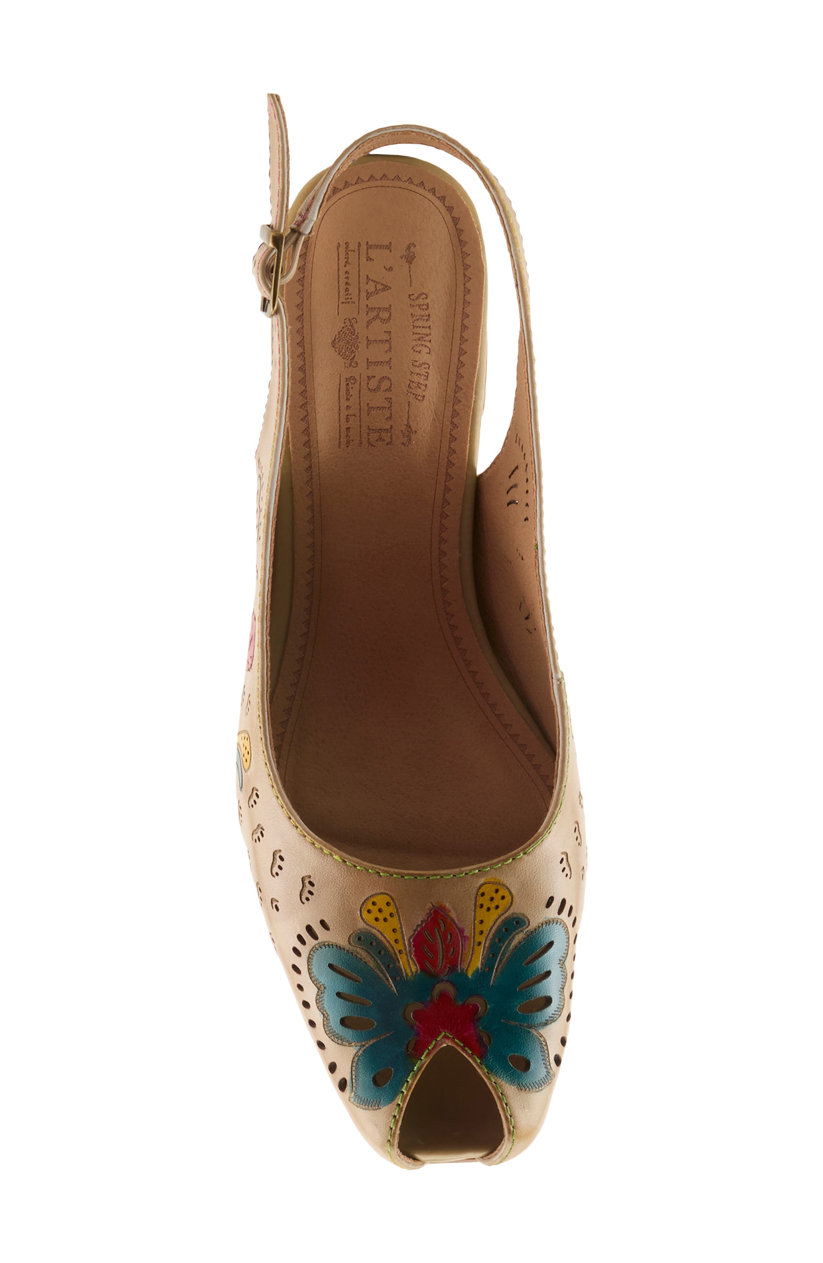 L'Artiste by Spring Step Streetpeep Slingback Peep Toe Sandal, Alternate, color, Beige Multi