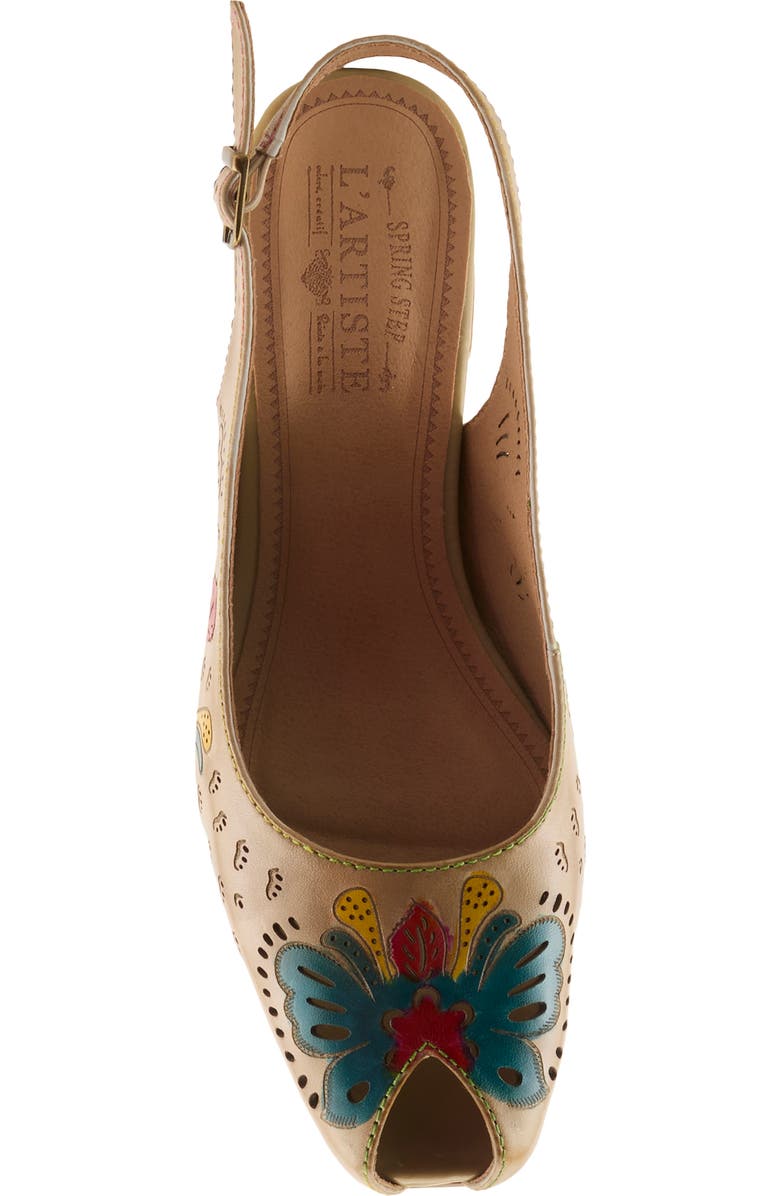 L'Artiste by Spring Step Streetpeep Slingback Peep Toe Sandal, Alternate, color, Beige Multi