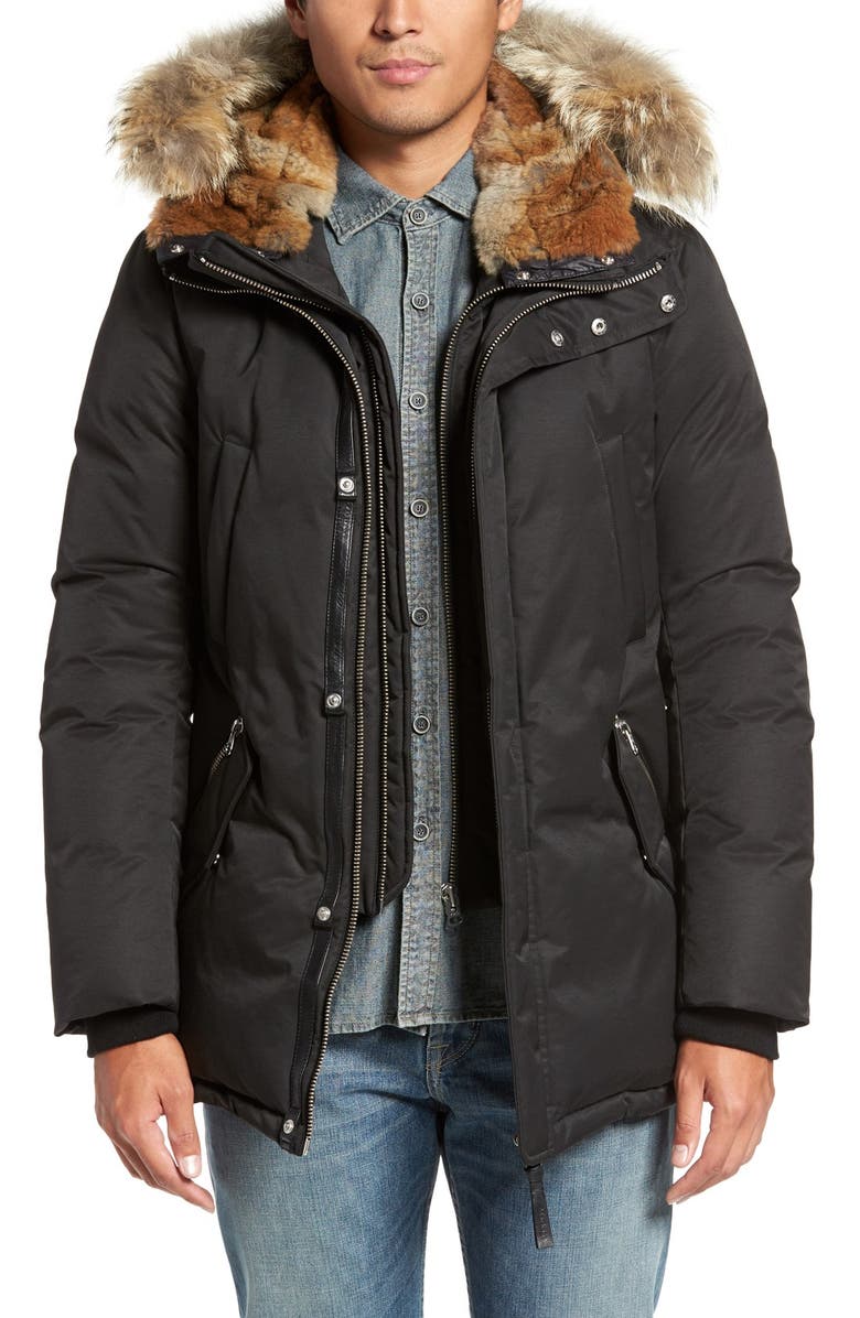 Mackage 'Edward' Down Parka with Genuine Coyote and Rabbit Fur Trim, Main, color, 