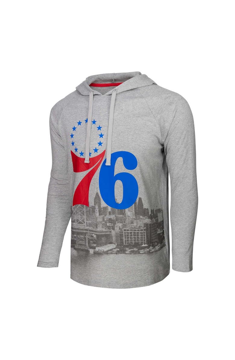 Stadium Essentials Men's Stadium Essentials Heather Gray Philadelphia 76ers Atrium Raglan Long Sleeve Hoodie T-Shirt, Alternate, color, Heather Gray