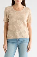 DR2 by Daniel Rainn Cotton Jacquard Short Sleeve Sweater