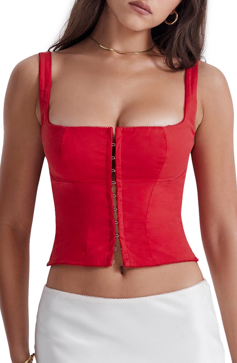 HOUSE OF CB Pia Poplin Corset Crop Top, Main, color,
