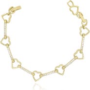 The Lovery Fine Jewelry Open Heart CZ Bar Bracelet