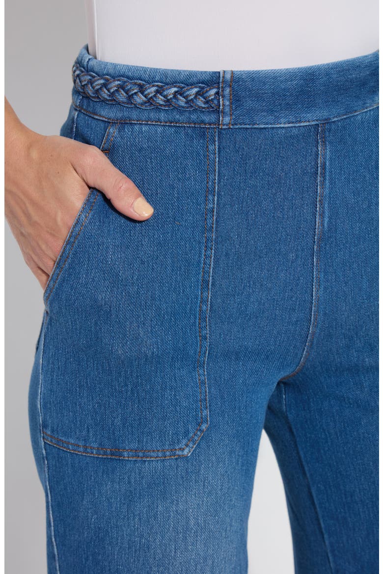 Hayes Braid Detail Crop Wide Leg Jeans, Alternate, color, MID WASH