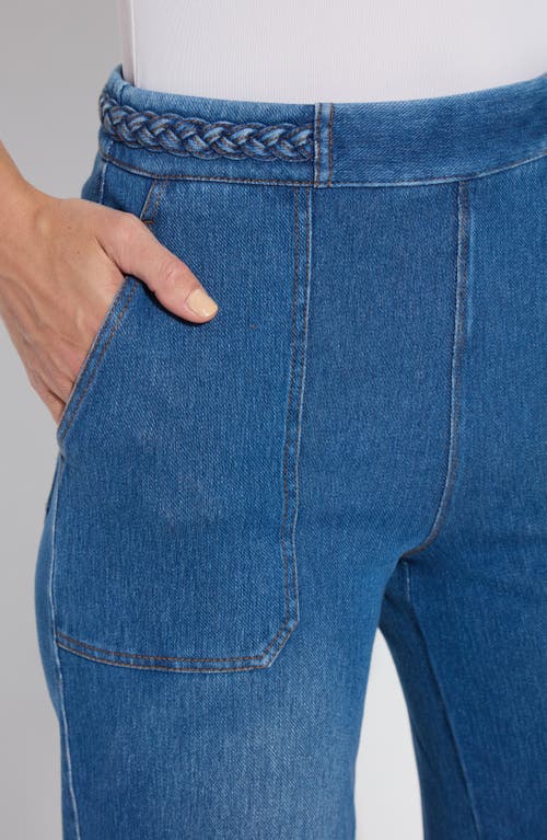 Lyssé Hayes Braid Detail Crop Wide Leg Jeans In Blue