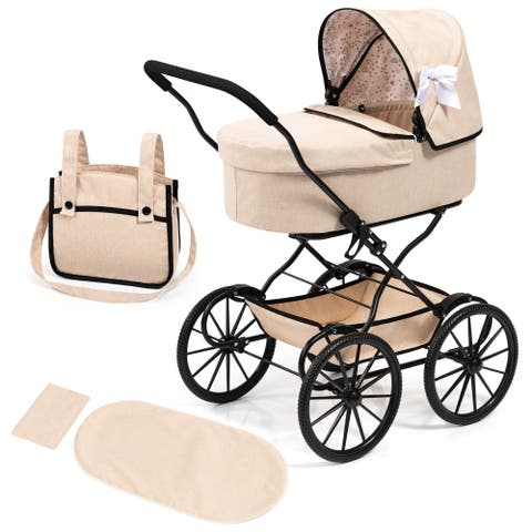 Doll Pram Classic, Bassinet Push Stroller, For Dolls Up To 18 Inches, Kids 3+