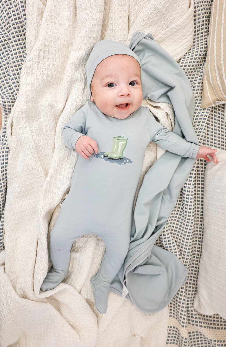 Manière Rain Boot Print Footie, Alternate, color, Blue