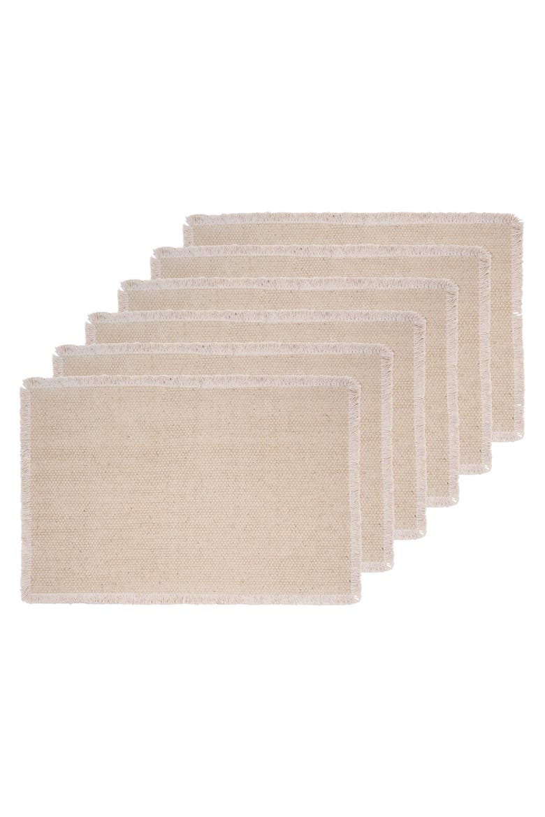 Fringed Sand Placemat Set of 6, Main, color, Beige