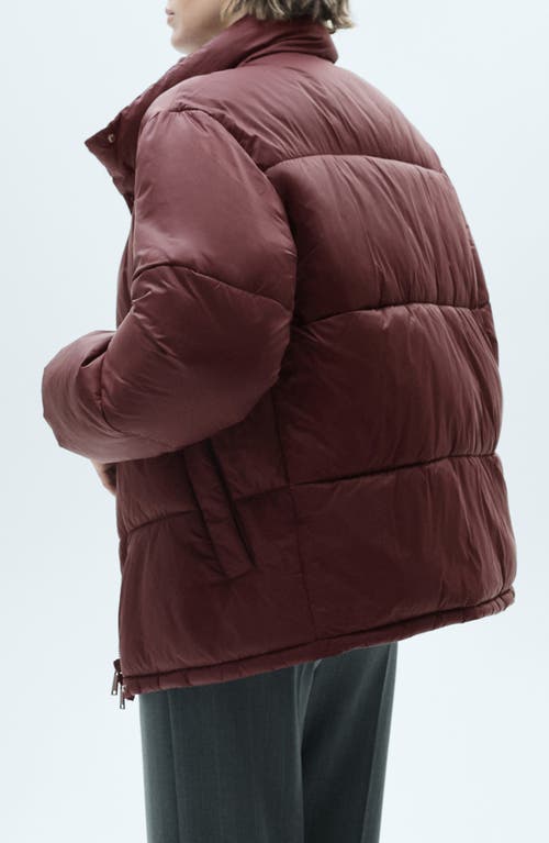 Mango Quilted Puffer Coat In Maroon
