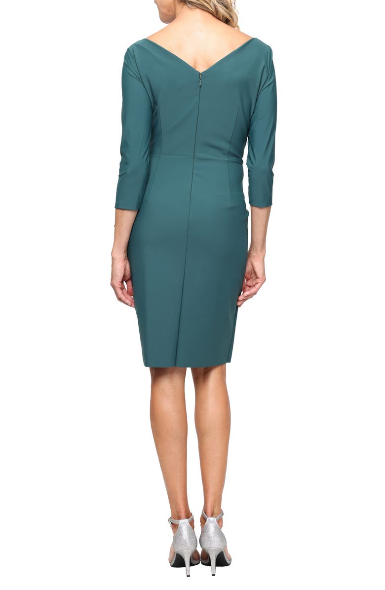 Alex Evenings Contour Collection Embellished Ruched Sheath Cocktail Dress, Alternate, color, Pine