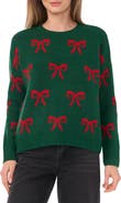 CeCe Bow Jacquard Crewneck Sweater