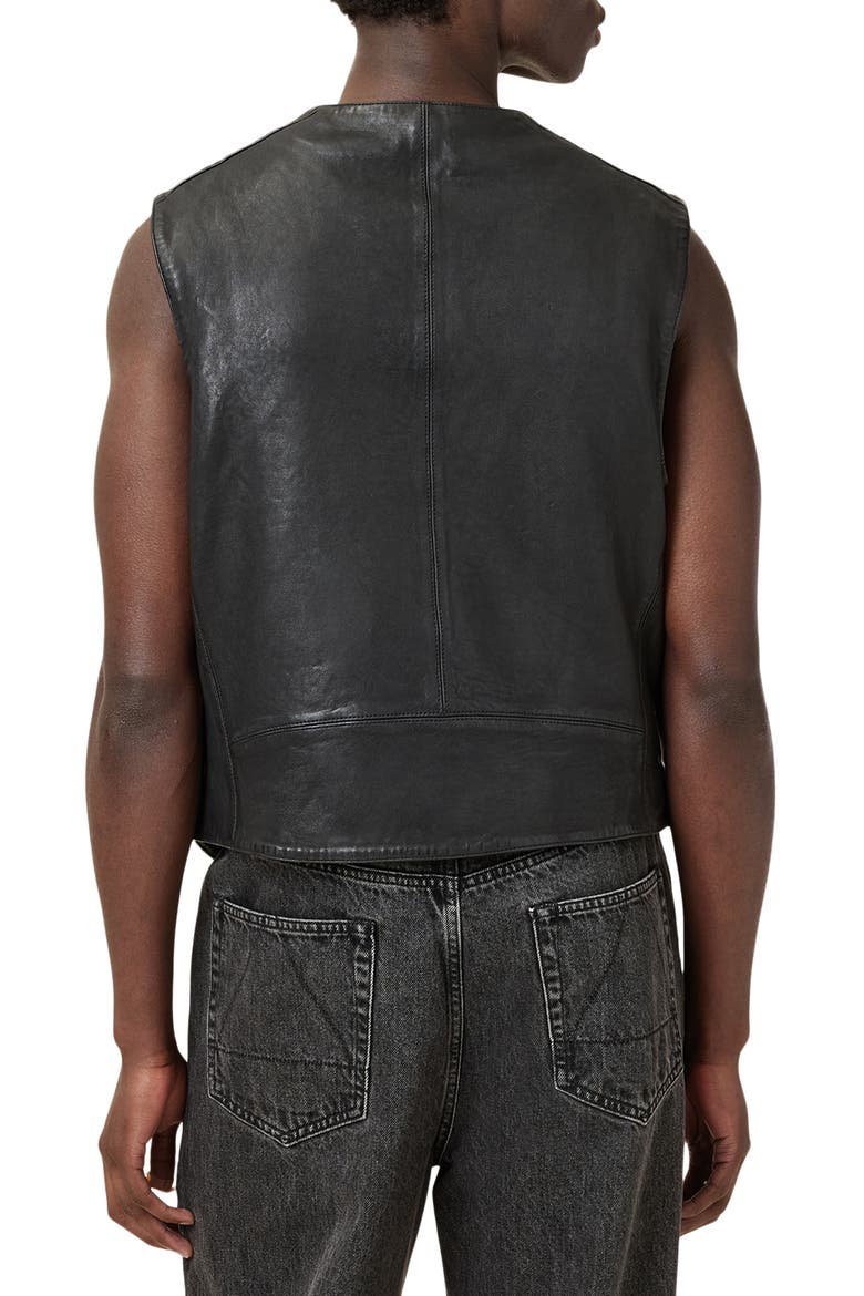 Davies Leather Waistcoat, Alternate, color, BLACK