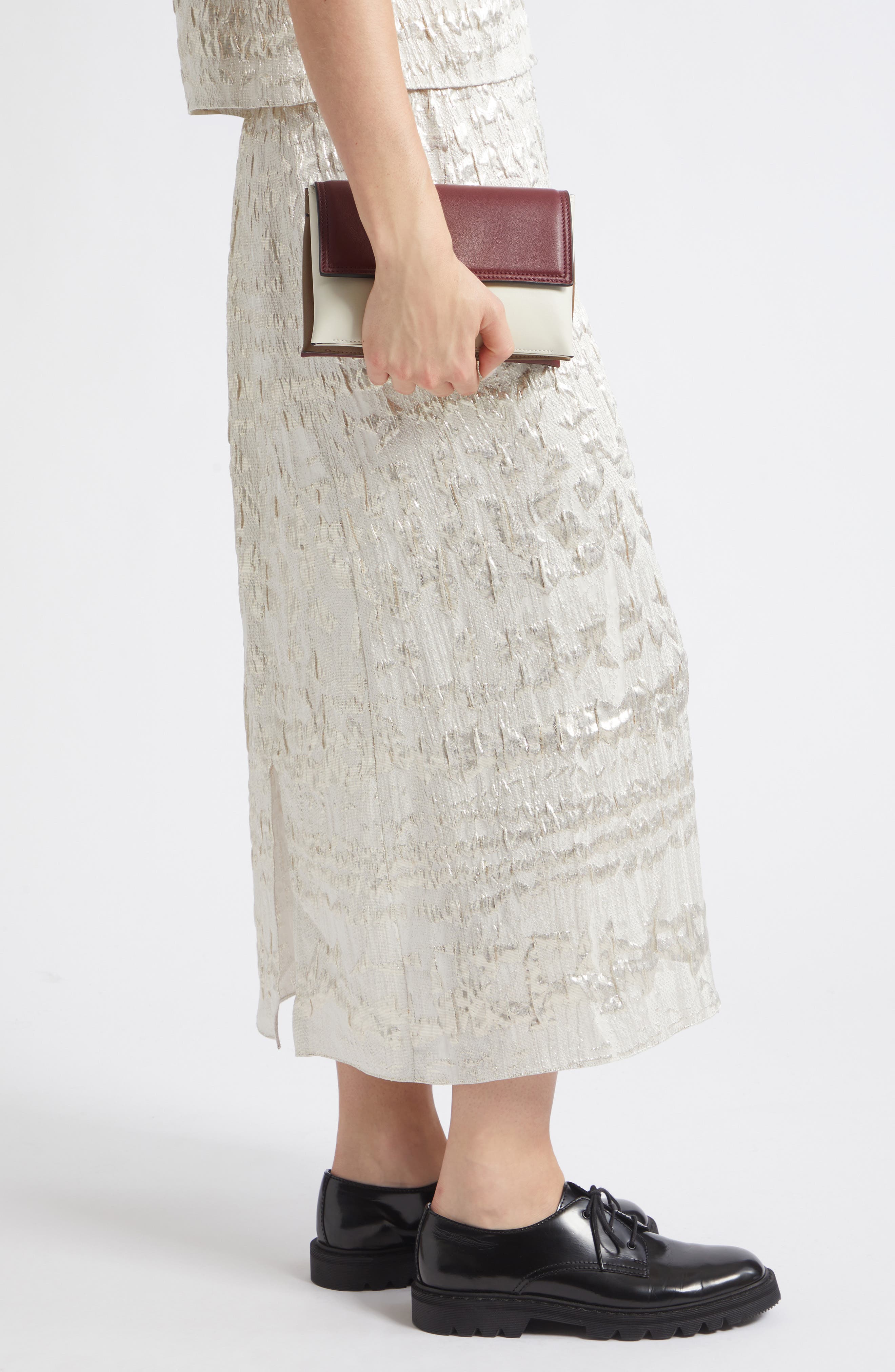 Ida Trio Colorblock Leather Clutch, Alternate, color, BORDEAUX MIX