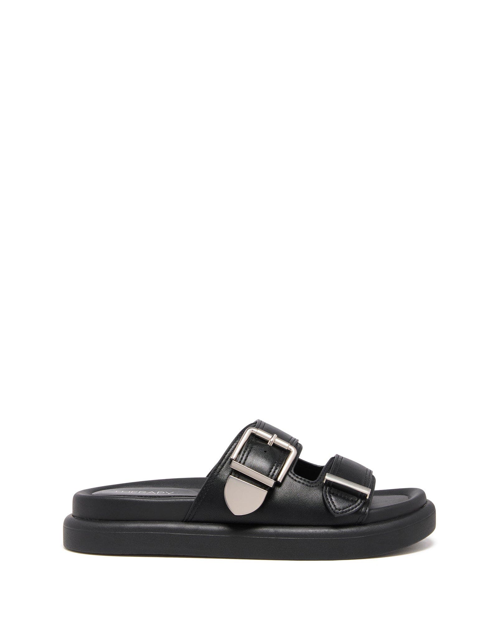 Paxton Open Round Toe Sandal, Alternate, color, BLACK SMOOTH PU