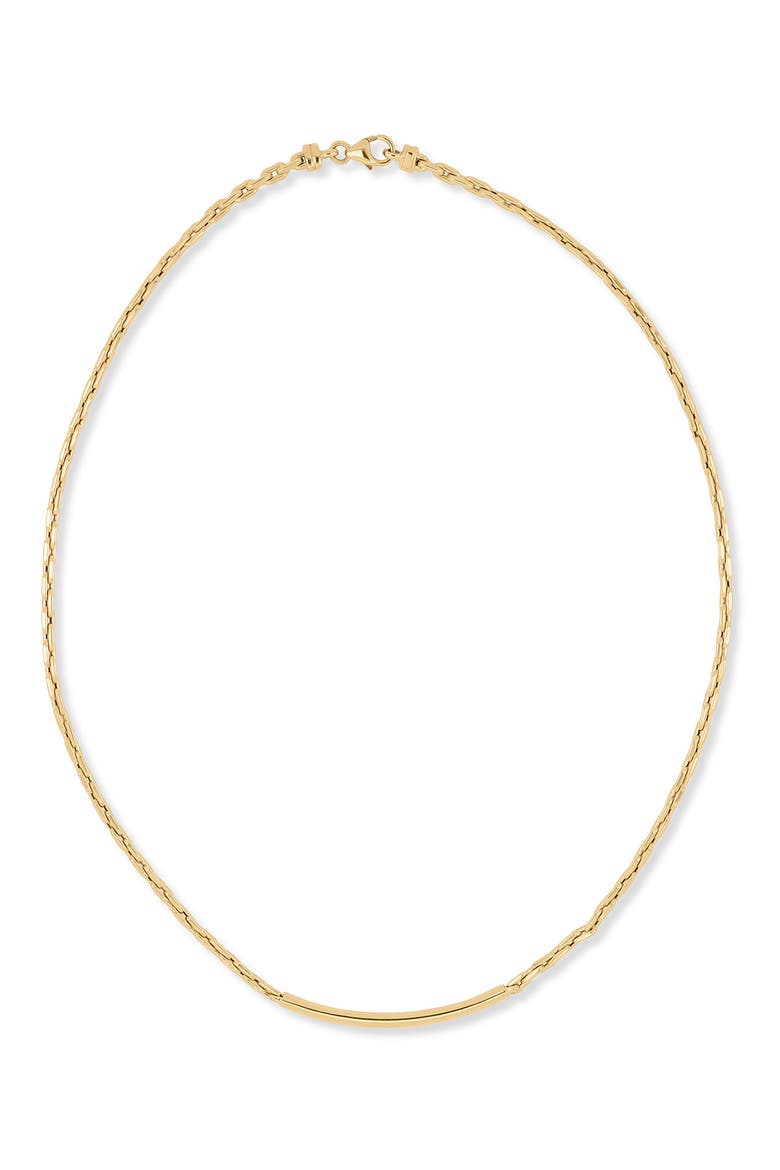 14K Gold Curved Tube Bar Necklace (Online Trunk Show), Alternate, color, 14K YELLOW GOLD