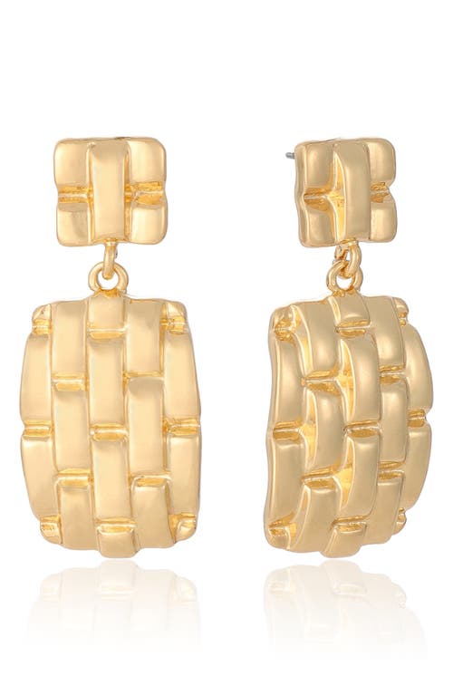 Ettika Quilted Rectangle Earrings In Gold