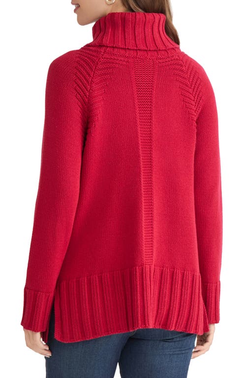 Jones New York Mixed Stitch Turtleneck Sweater In Red