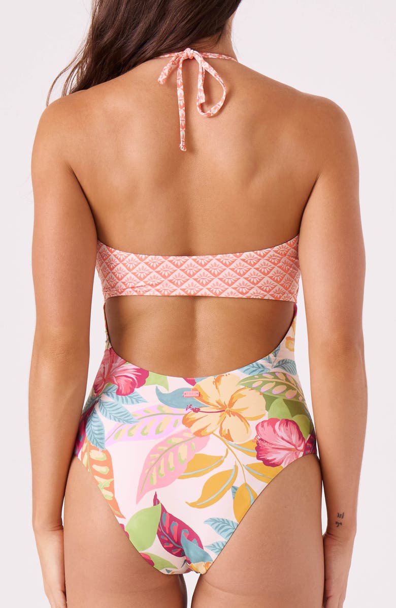 Roxy Hot Tropics Peek-a-Boo One-Piece Swimsuit, Alternate, color, Tropic Multi