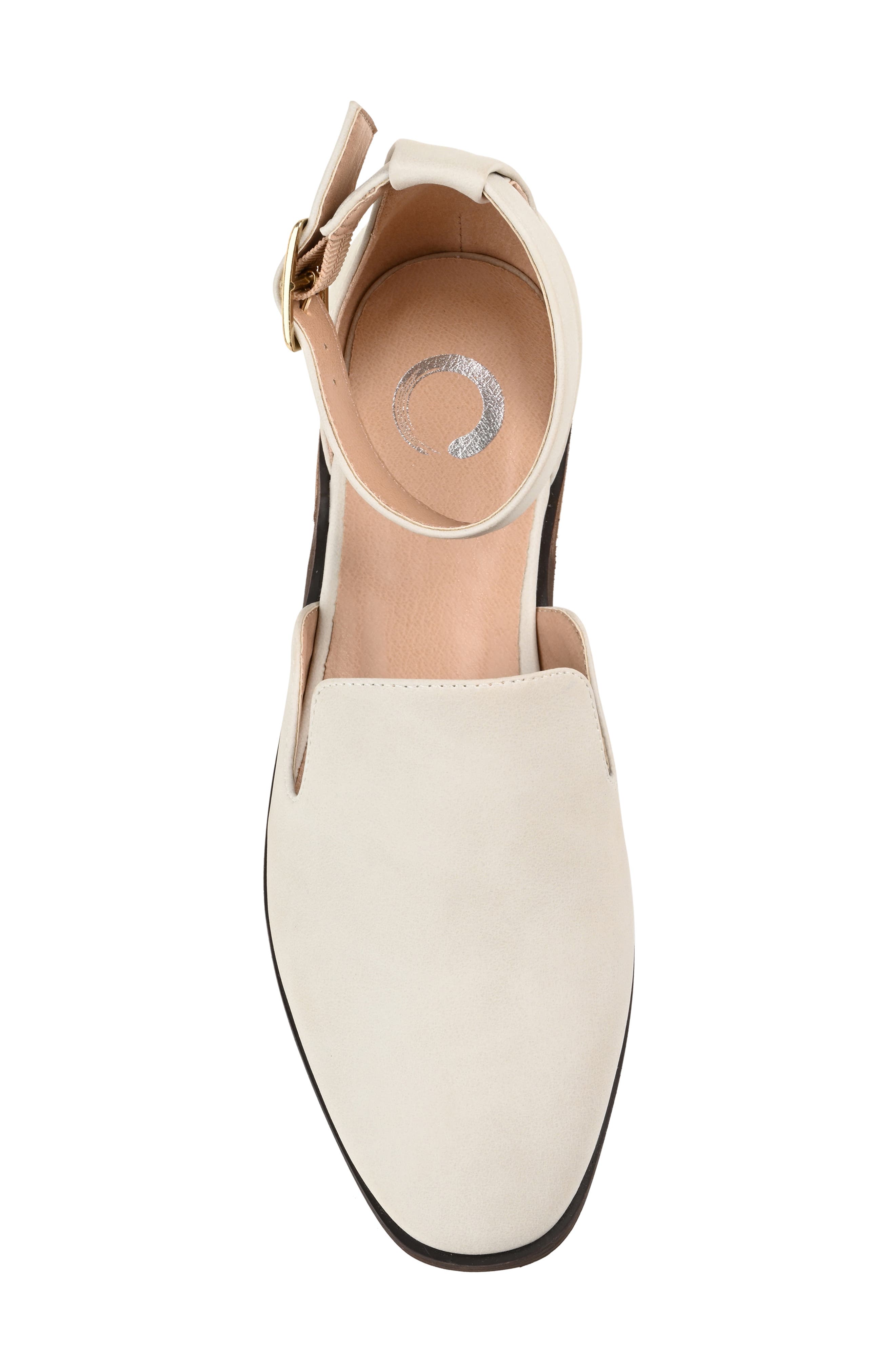 Journee Collection JOURNEE Loreta Ankle Buckle Flat, Alternate, color, Ivory