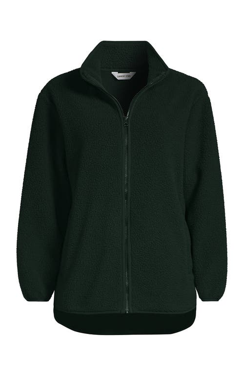 Lands' End Cozy High Pile Full Zip Fleece Jacket In Green