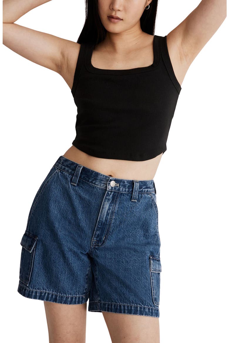 The Tailored Sleekhold Crop Tank, Main, color, TRUE BLACK