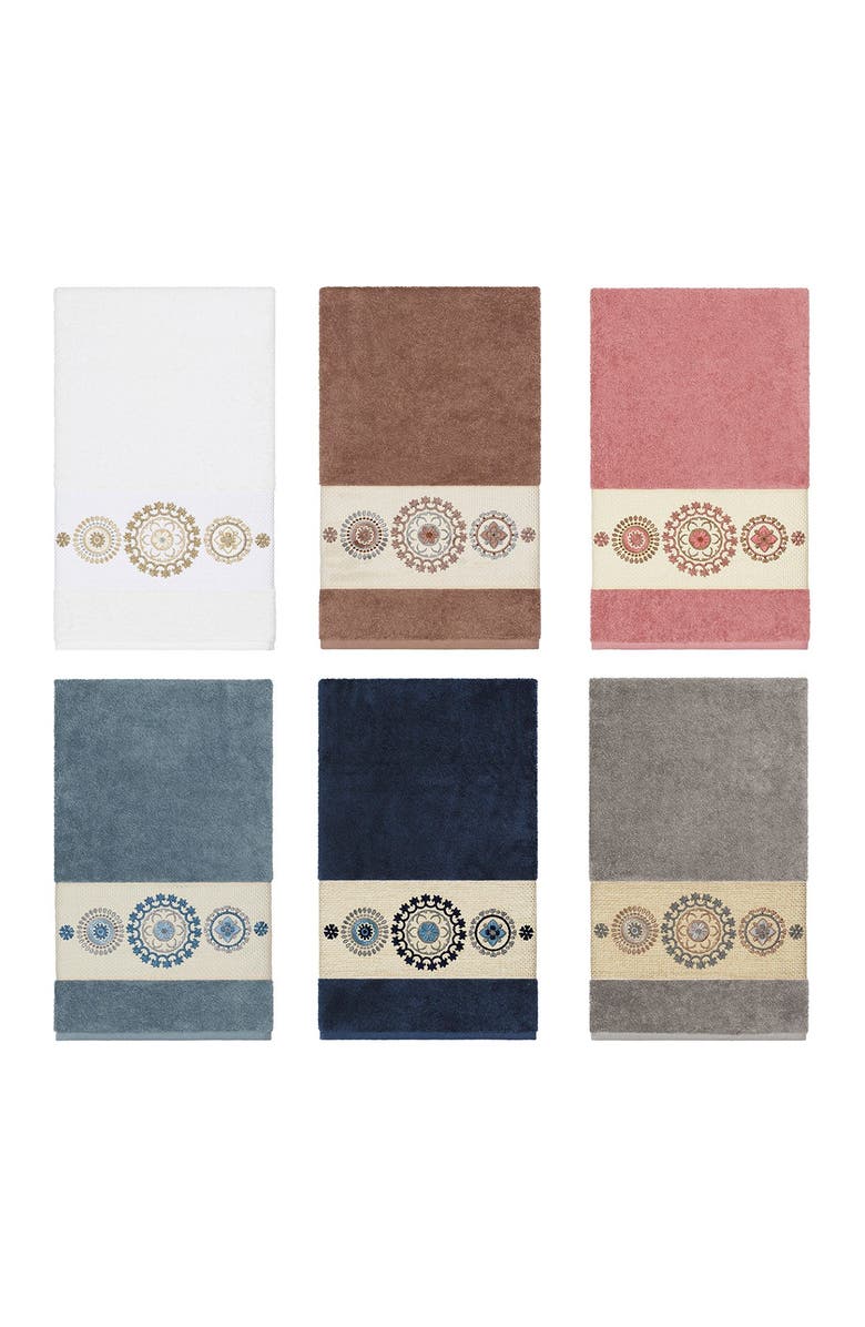 Linum Home Textiles Turkish Cotton Geometric Design Bath Towel - Midnight Blue, Alternate, color, Midnight Blue