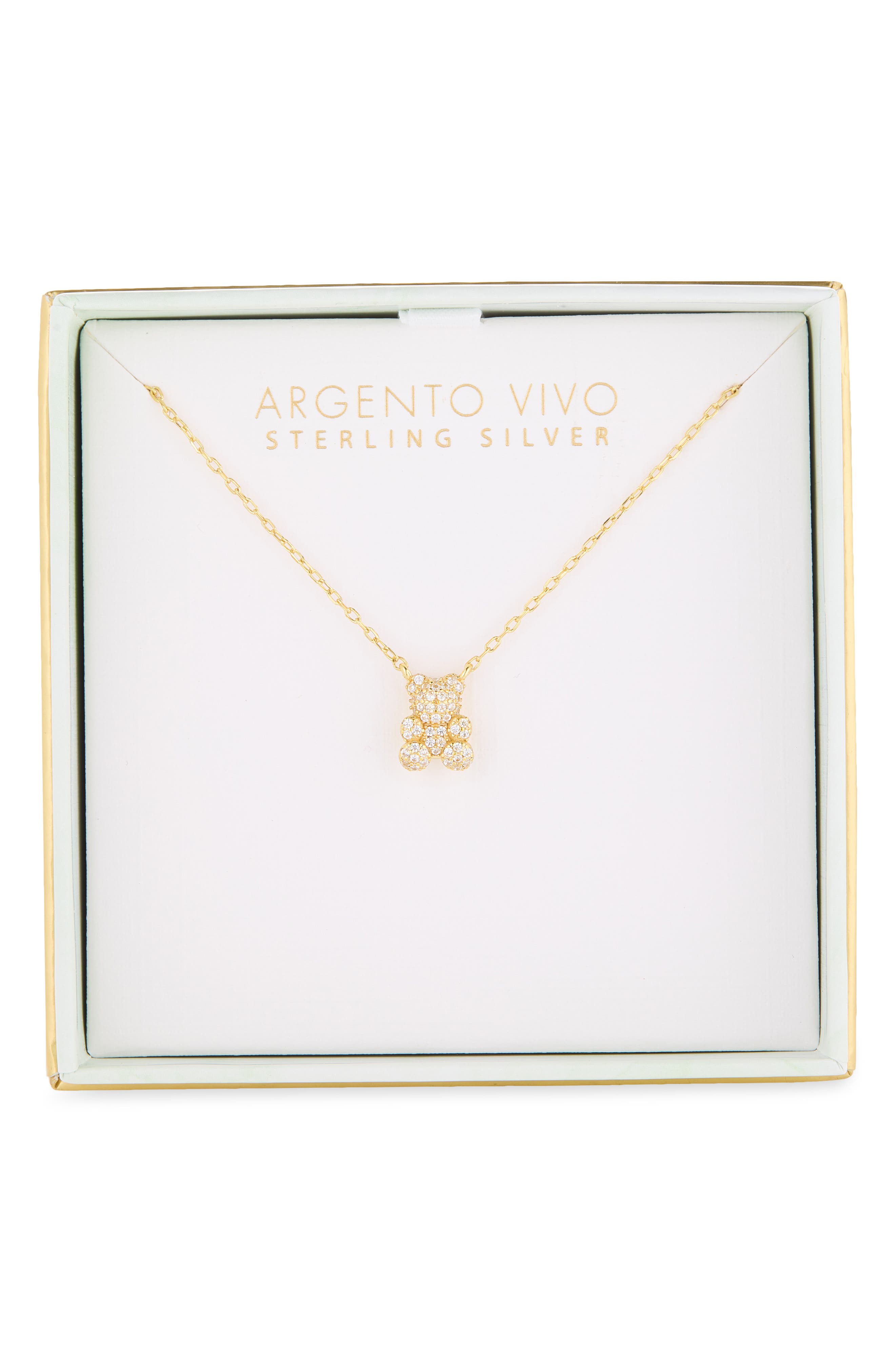 Teddy Bear Pavé Pendant Necklace