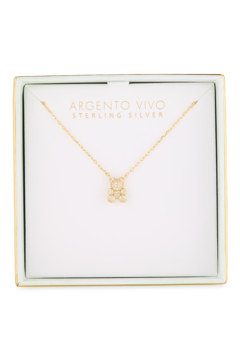 Teddy Bear Pavé Pendant Necklace, Main, color, GOLD