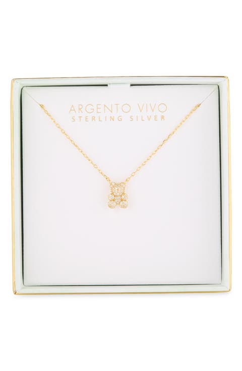 Teddy Bear Pavé Pendant Necklace