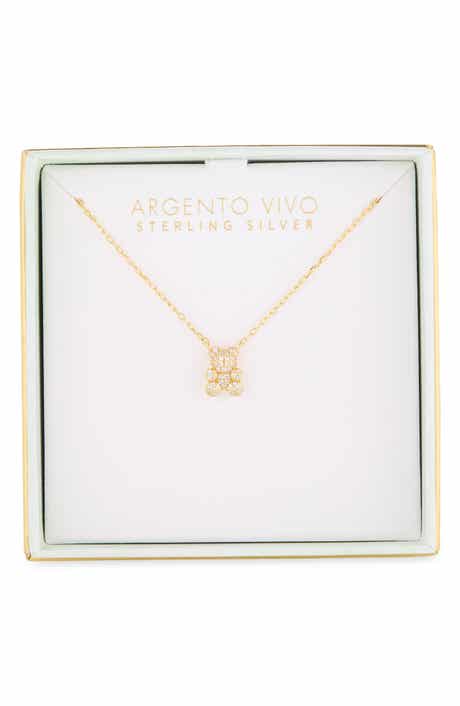Teddy Bear Pavé Pendant Necklace