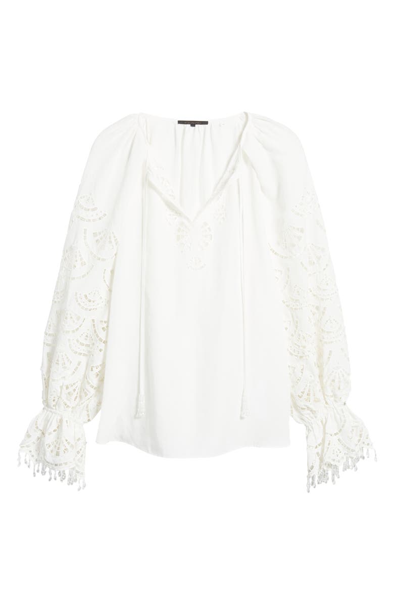 KOBI HALPERIN Simi Embellished Eyelet Peasant Blouse, Alternate, color,