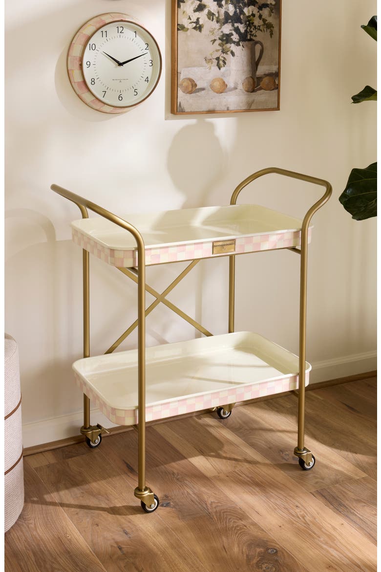 Rosy Check 2-Tier Kitchen Cart, Alternate, color, ROSY