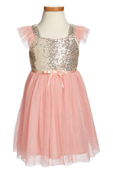 Sequin Bodice Tulle Dress (Toddler Girl, Little Girl & Big Girl)