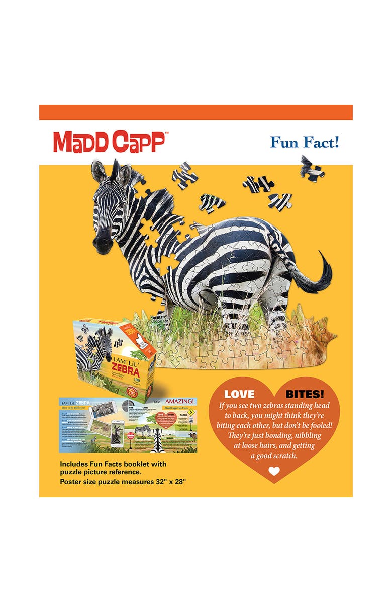 Madd Capp I Am Lil Zebra 100 Piece Animal Shaped Puzzle, Alternate, color, Multicolored