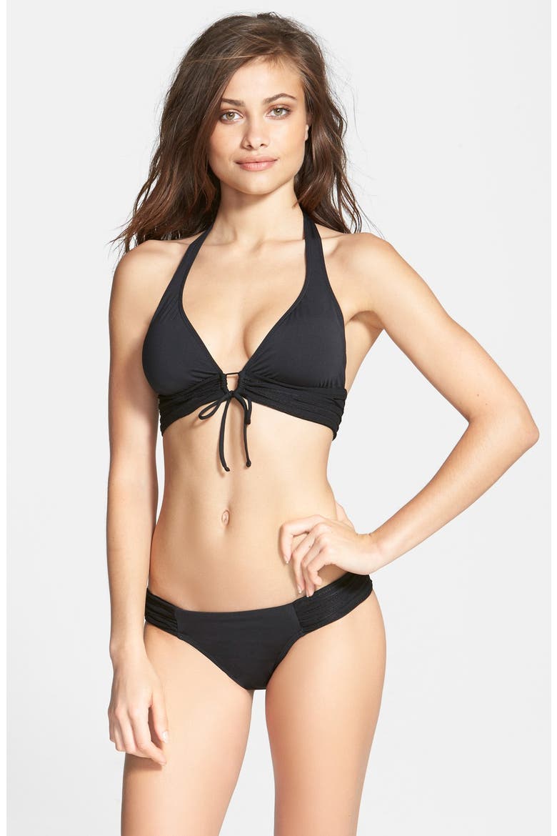'Yolanda' Halter Bikini Top, Alternate, color, BLACK