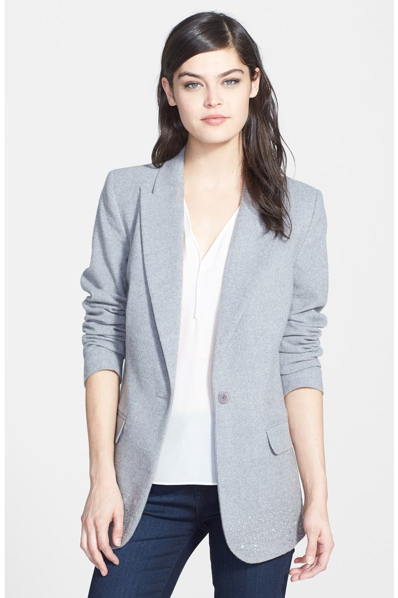 Embellished Blazer, Main, color, HEATHER GREY