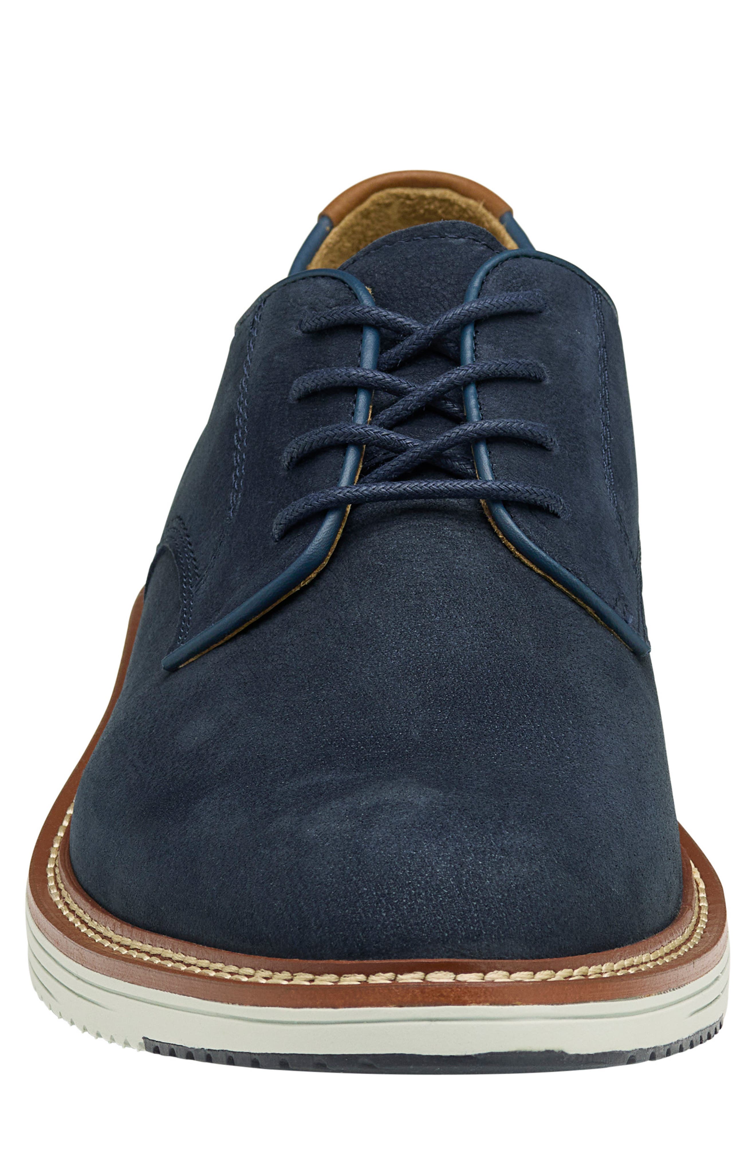 Johnston & Murphy Upton Plain Toe Derby, Alternate, color, Navy Tumbled Nubuck